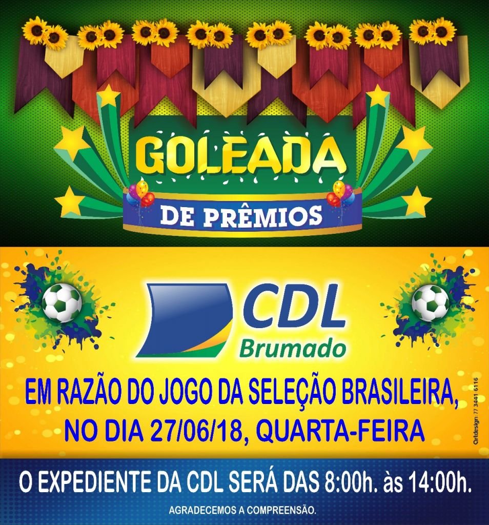 Horário de expediente da CDL de Brumado no dia 27 de Julho
