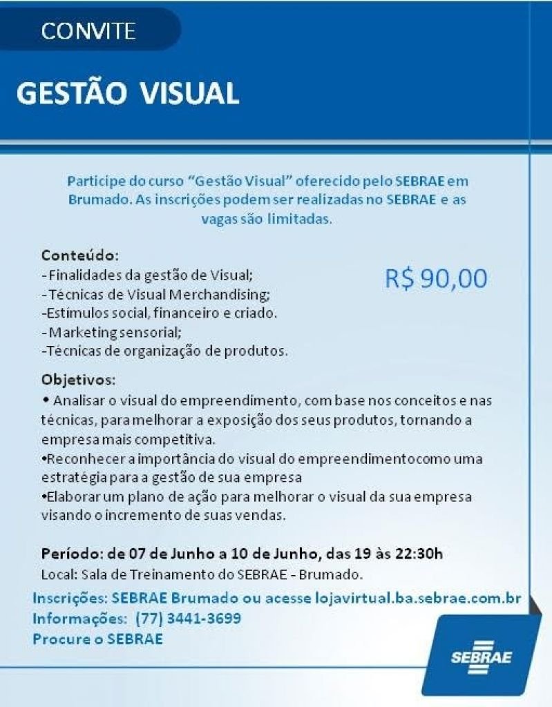 Brumado: Sebrae em parceria com a CDL traz curso de Gestão Visual