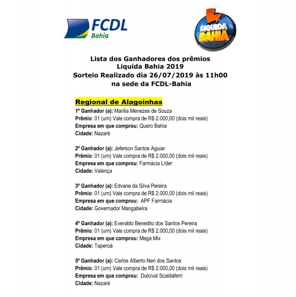 Realizado o Sorteio do Liquida Bahia 2019