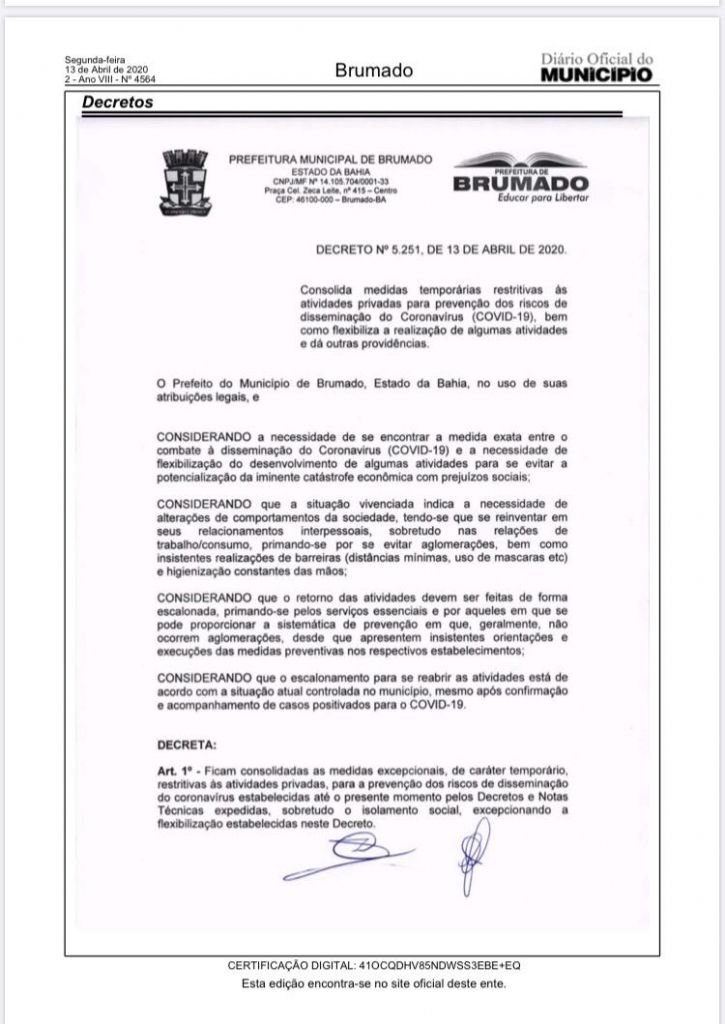 Atenção! Decreto Nº 5251!