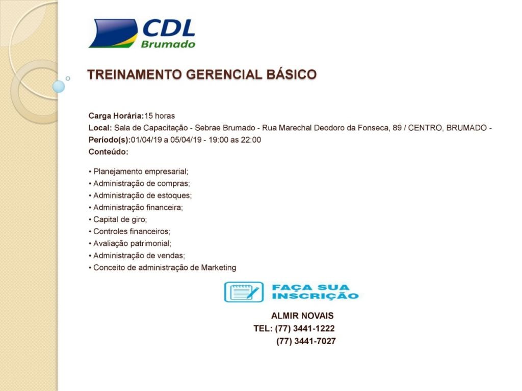Faça seu treinamento, aproveite! 