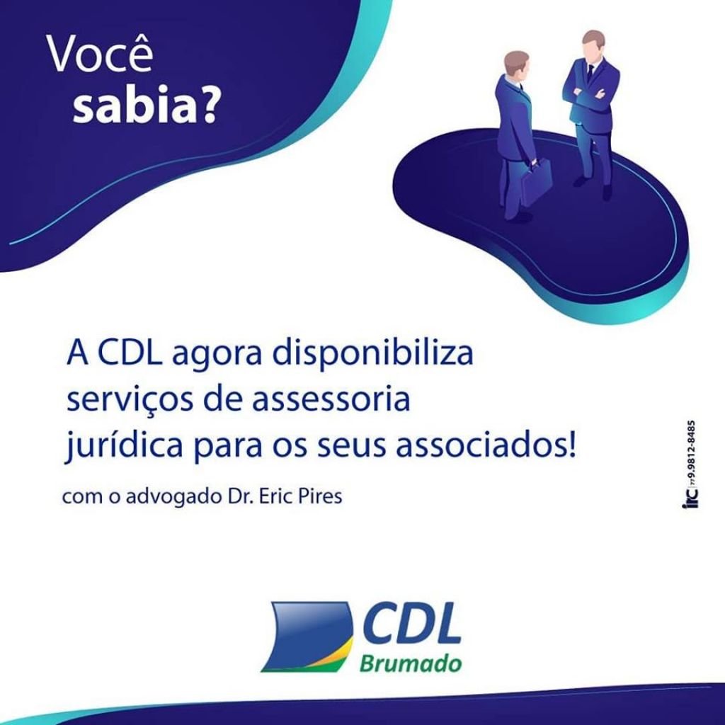 A CDL, buscando otimizar o atendimento para nossos associados, passa disponibilizar de serviços de assessoria jurídica que serão prestados pelo advogado, Dr. Eric Pires